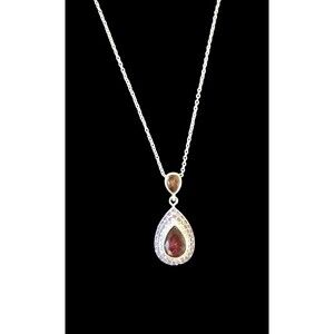 Avon Fancy Affair Necklace Teardrop Pendant Silver Tone Chain 2013 Gift Purple 1